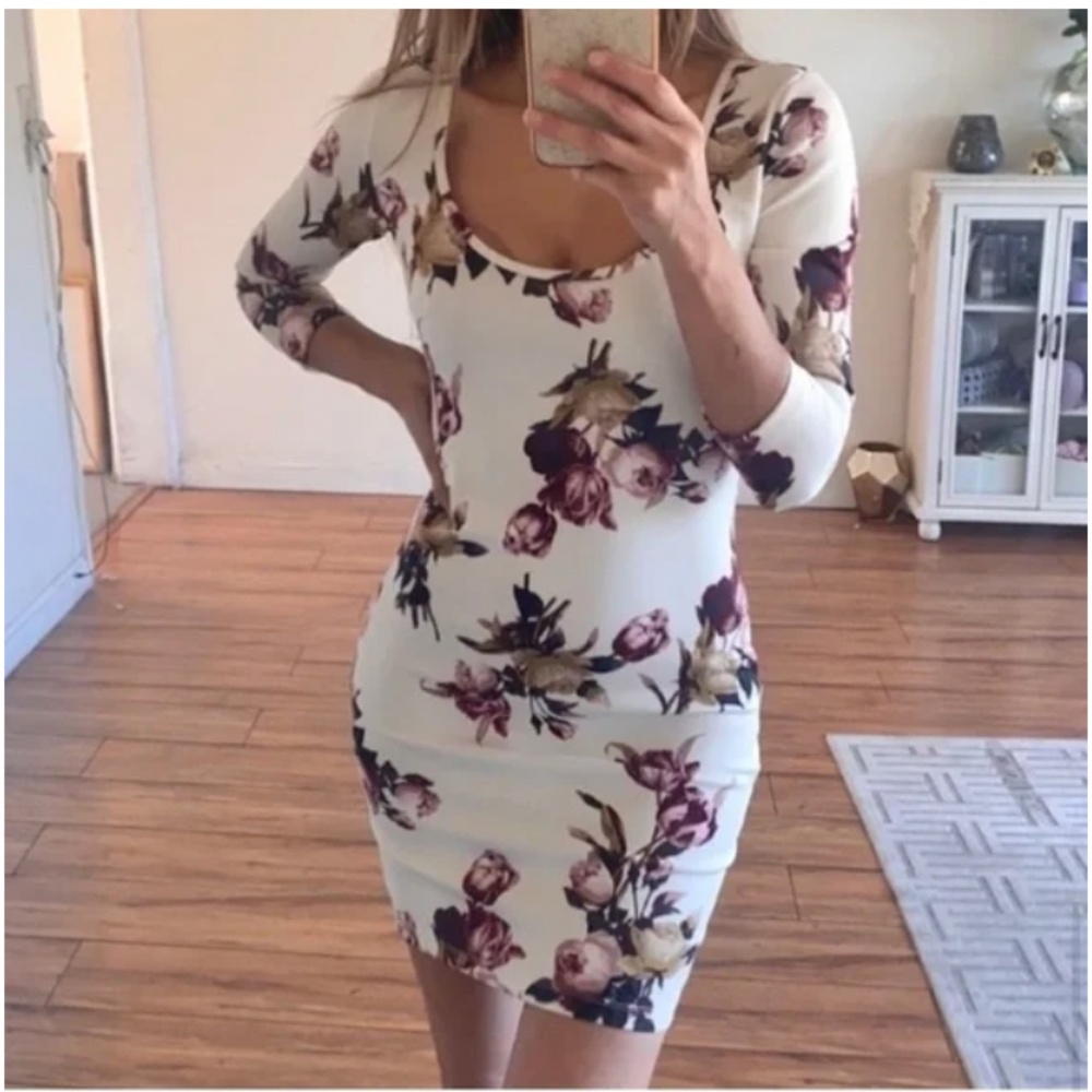 🪞 NEW long sleeve floral midi dress floral multi women’s size small